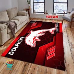 Dolphins Custom Name New Edition Floor Rug