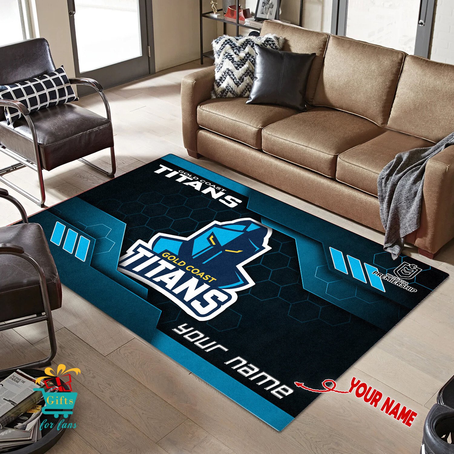 Gold Coast Titans Custom Name New Edition Floor Rug Gold Coast Titans Custom Name New Edition Floor Rug
