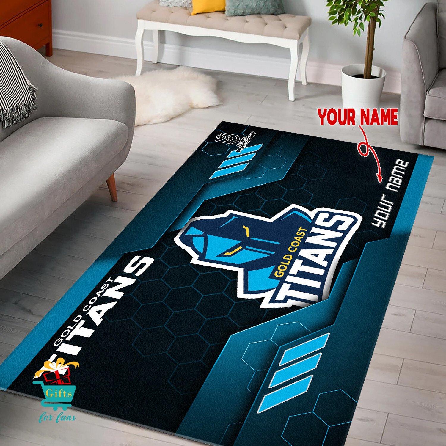 Gold Coast Titans Custom Name New Edition Floor Rug Gold Coast Titans Custom Name New Edition Floor Rug