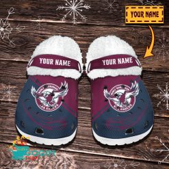 Manly Warringah Sea Eagles Custom Name Limited Editon Fleece Crocs