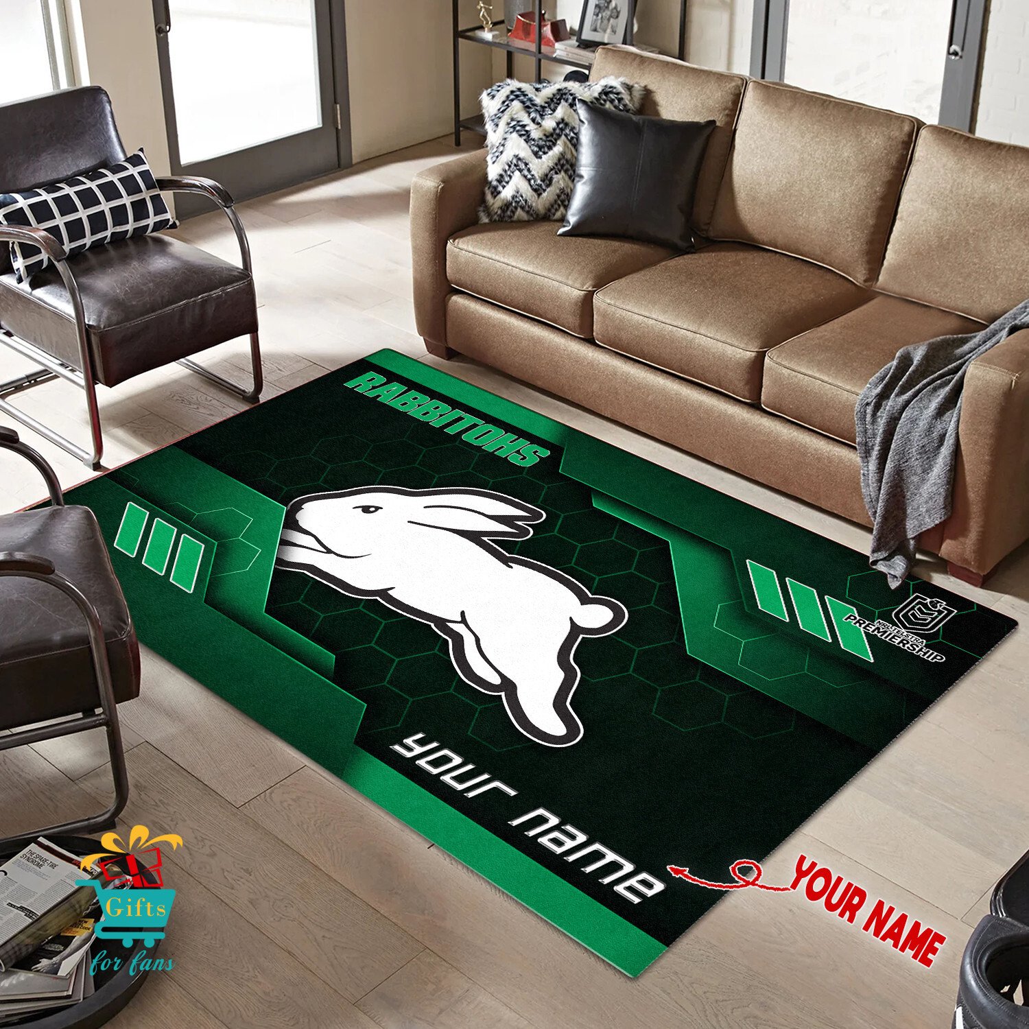 South Sydney Rabbitohs Custom Name New Edition Floor Rug South Sydney Rabbitohs Custom Name New Edition Floor Rug