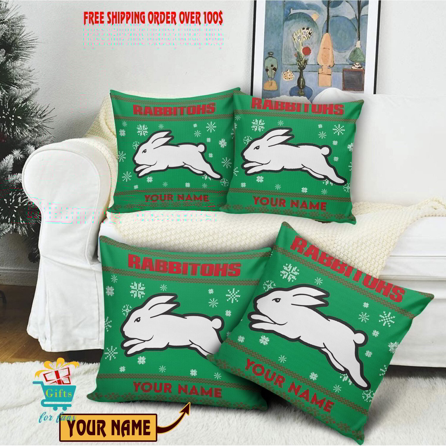 South Sydney Rabbitohs Custom Name Special Edition Square Pillow Case South Sydney Rabbitohs Custom Name Special Edition Square Pillow Case
