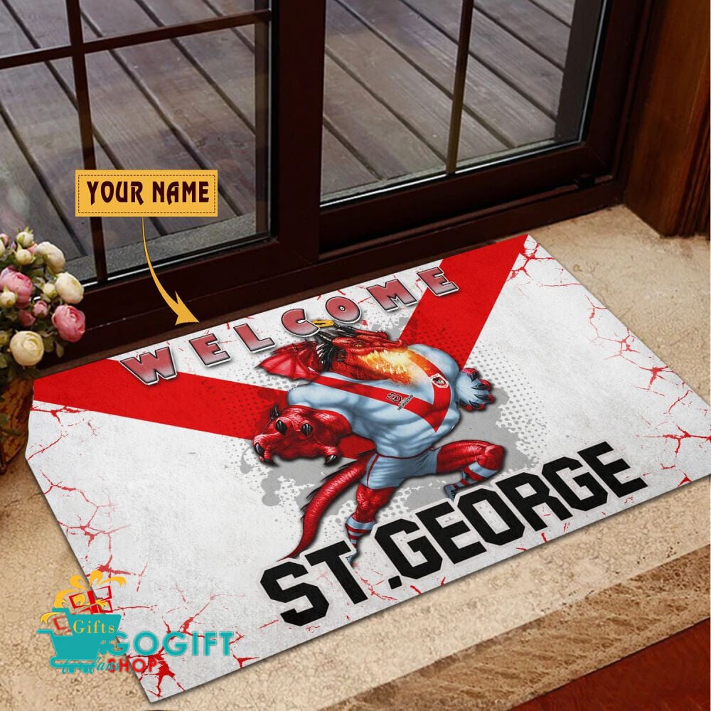 St. George Illawarra Dragons Custom Name Mascot Rubber Doormat St. George Illawarra Dragons Custom Name Mascot Rubber Doormat