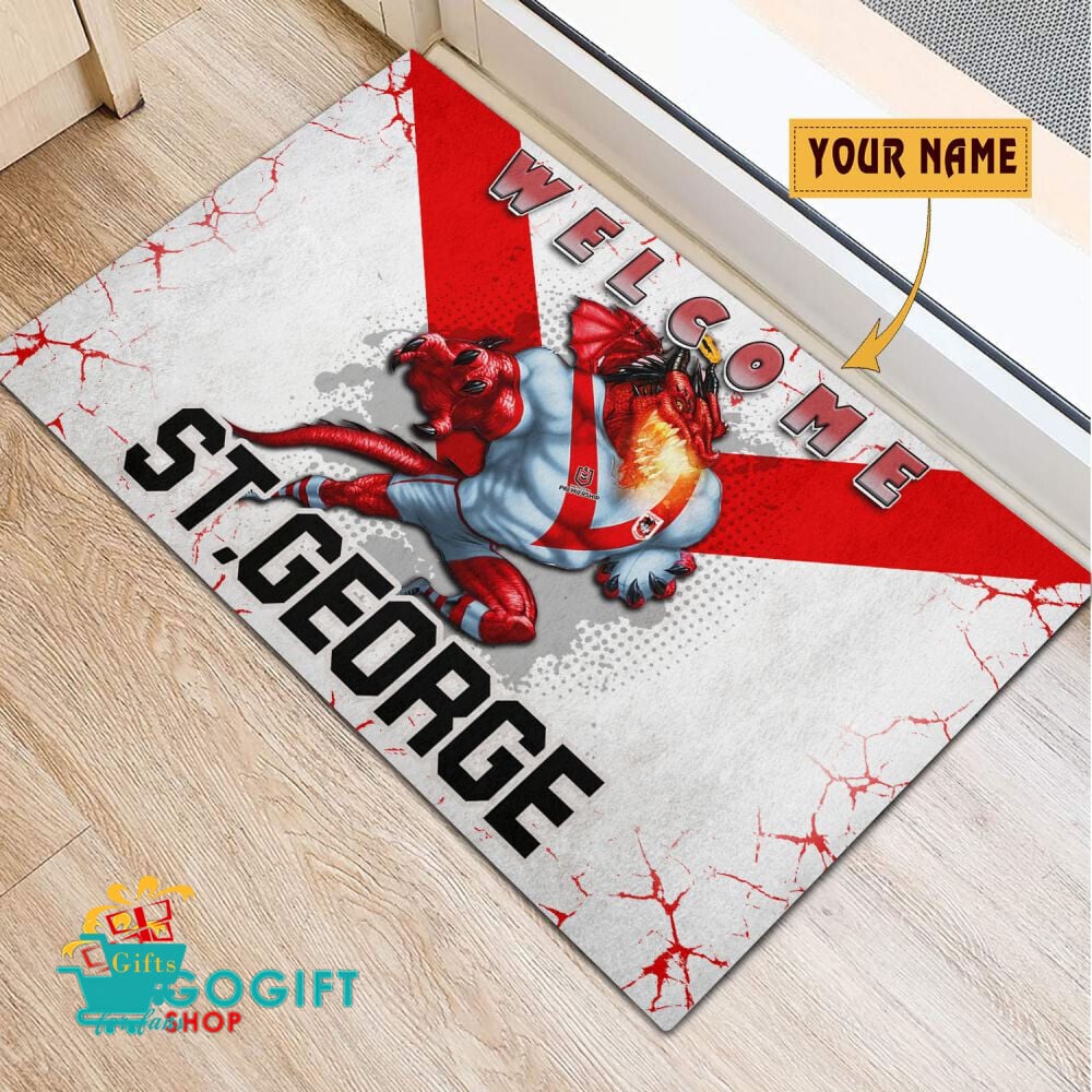 St. George Illawarra Dragons Custom Name Mascot Rubber Doormat St. George Illawarra Dragons Custom Name Mascot Rubber Doormat