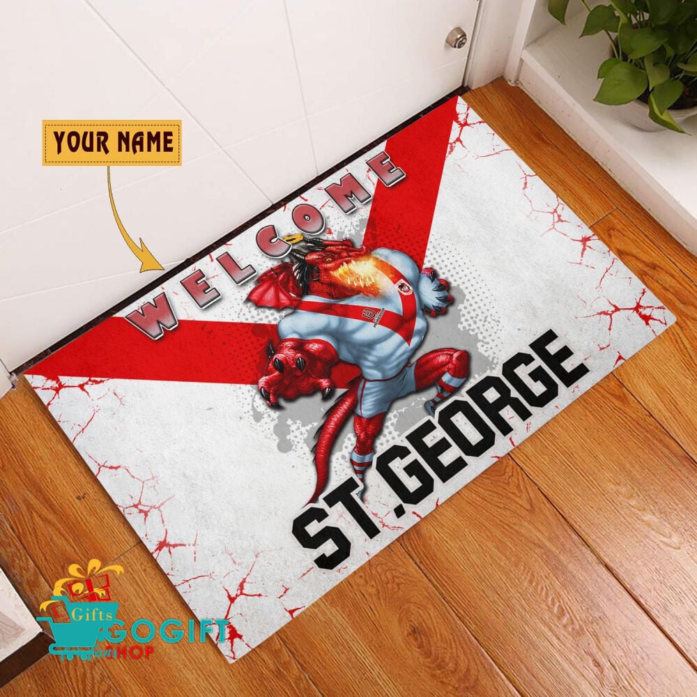 St. George Illawarra Dragons Custom Name Mascot Rubber Doormat St. George Illawarra Dragons Custom Name Mascot Rubber Doormat