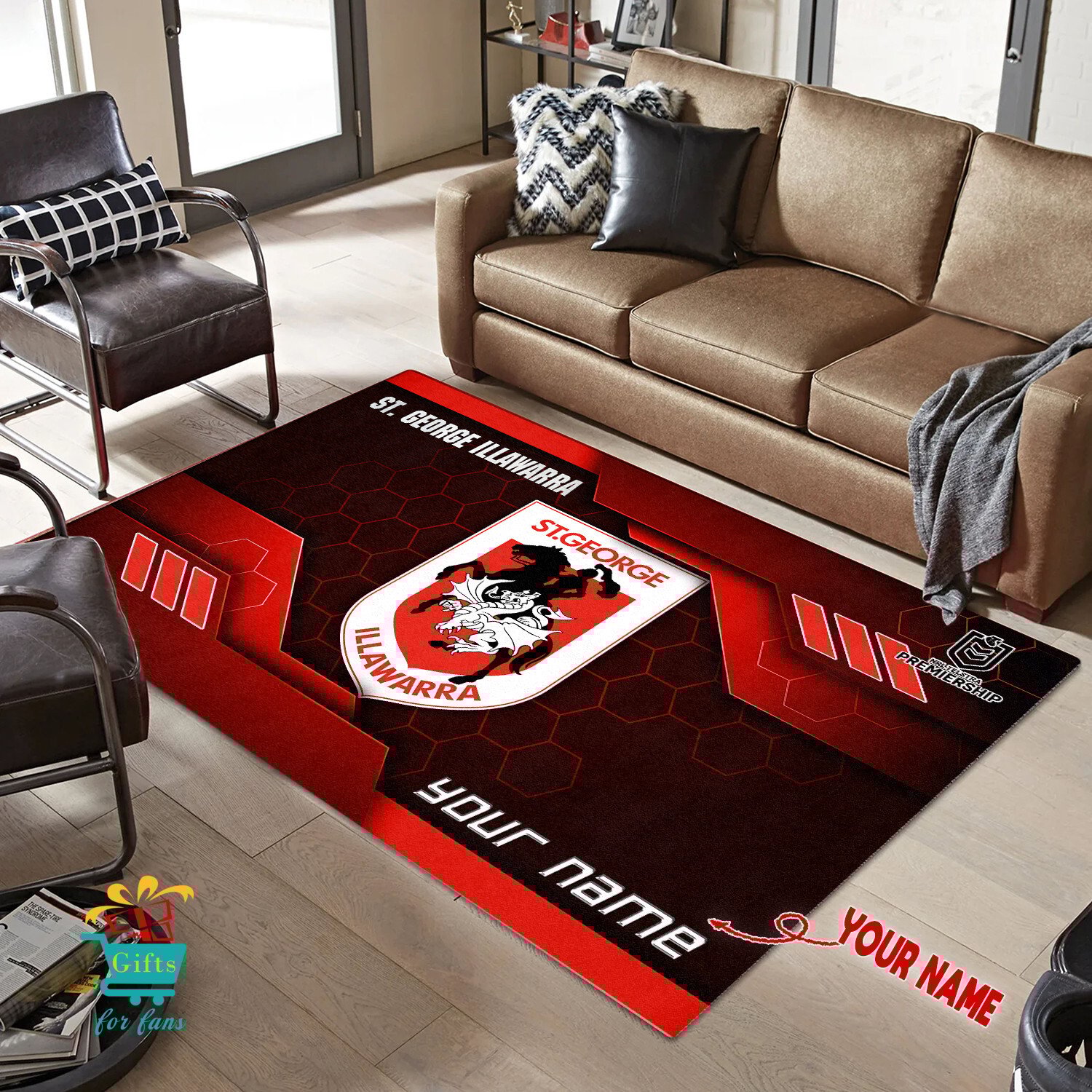St. George Illawarra Dragons Custom Name New Edition Floor Rug St. George Illawarra Dragons Custom Name New Edition Floor Rug