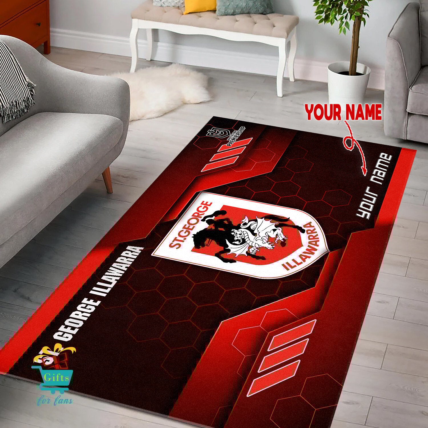 St. George Illawarra Dragons Custom Name New Edition Floor Rug St. George Illawarra Dragons Custom Name New Edition Floor Rug