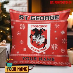 St. George Illawarra Dragons Custom Name Special Edition Square Pillow Case