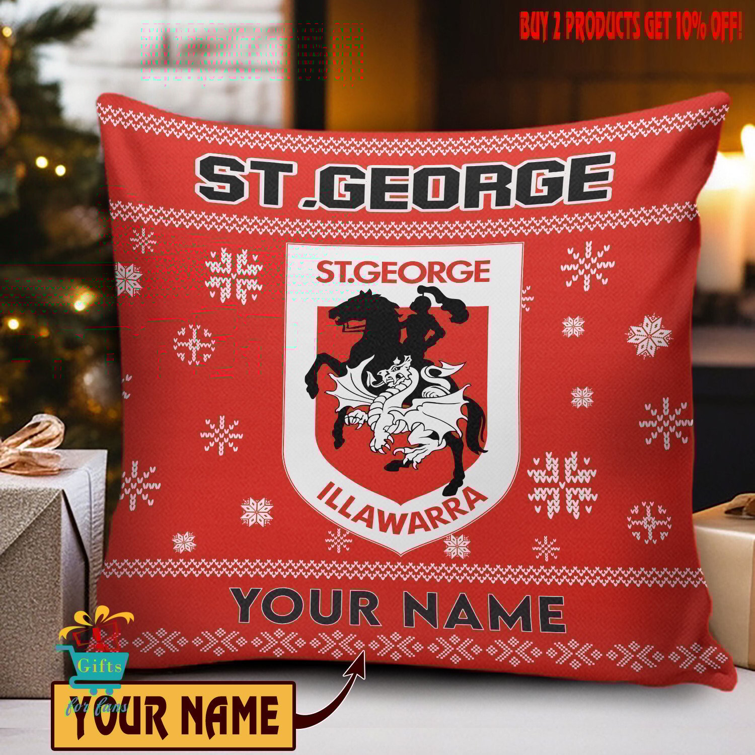 St. George Illawarra Dragons Custom Name Special Edition Square Pillow Case St. George Illawarra Dragons Custom Name Special Edition Square Pillow Case