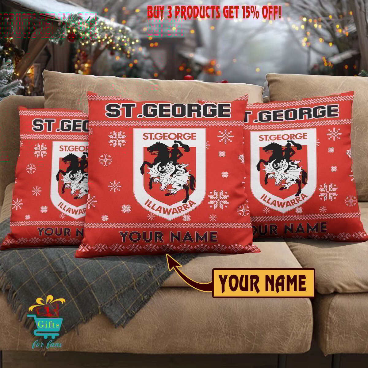 St. George Illawarra Dragons Custom Name Special Edition Square Pillow Case St. George Illawarra Dragons Custom Name Special Edition Square Pillow Case