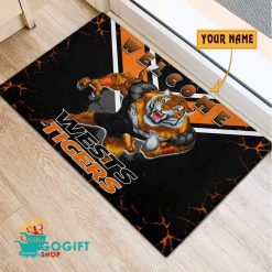 Wests Tigers Custom Name Mascot Rubber Doormat