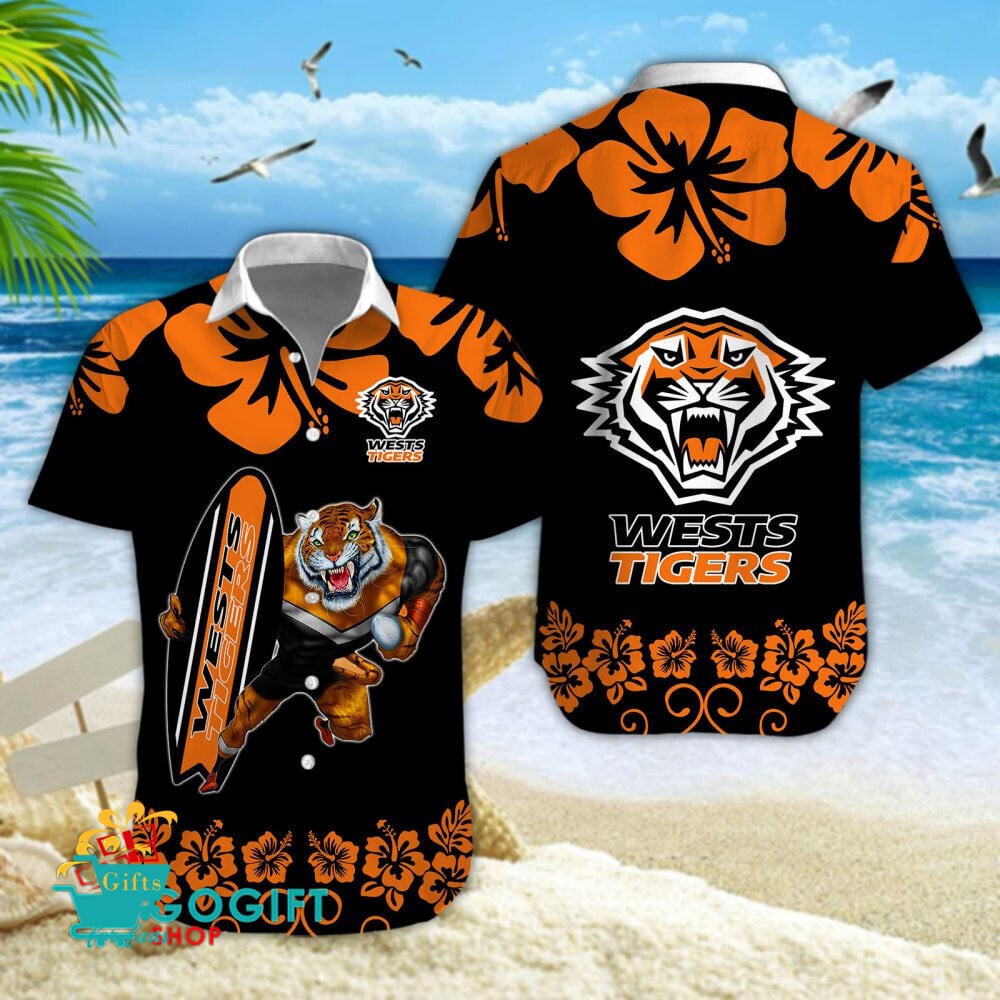 Wests Tigers Mascot Aloha Outfit Wests Tigers Mascot Aloha Outfit