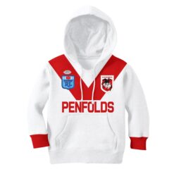 George Illawarra Dragons Custom Name Number 1989 Vintage Retro Jersey Kids Pullover Hoodie
