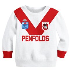 George Illawarra Dragons Custom Name Number 1989 Vintage Retro Jersey Kids Sweatshirt