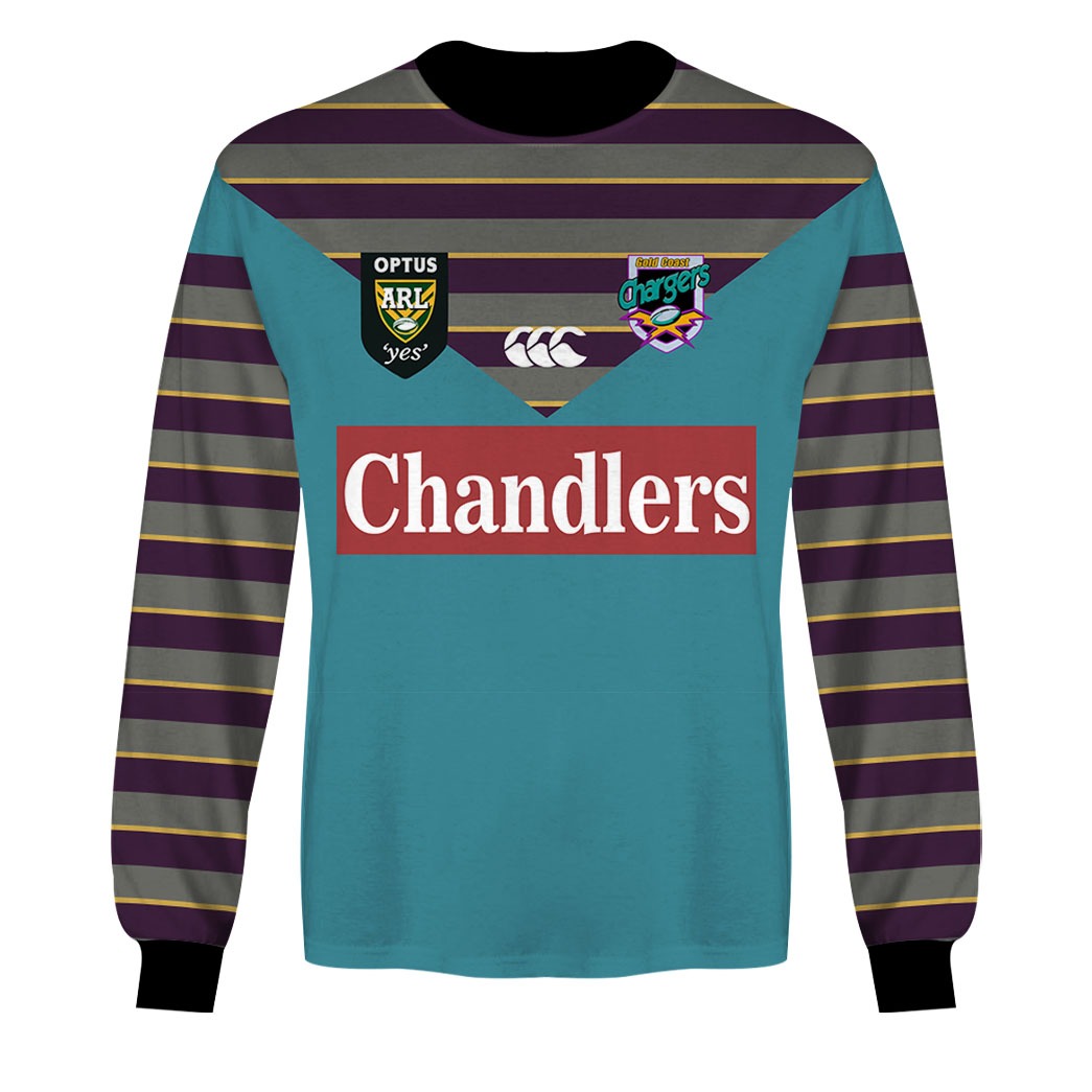 Gold Coast Chargers Custom Name Number 1997 Home Jersey Sweatshirt Gold Coast Chargers Custom Name Number 1997 Home Jersey Sweatshirt