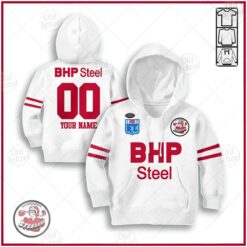 Illawarra Steelers Custom Name Number 1987 Vintage Retro Away Jersey Kids Pullover Hoodie