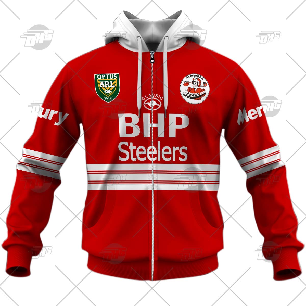 Illawarra Steelers Custom Name Number 1997 Vintage Retro Jersey Zip Up Hoodie Illawarra Steelers Custom Name Number 1997 Vintage Retro Jersey Zip Up Hoodie