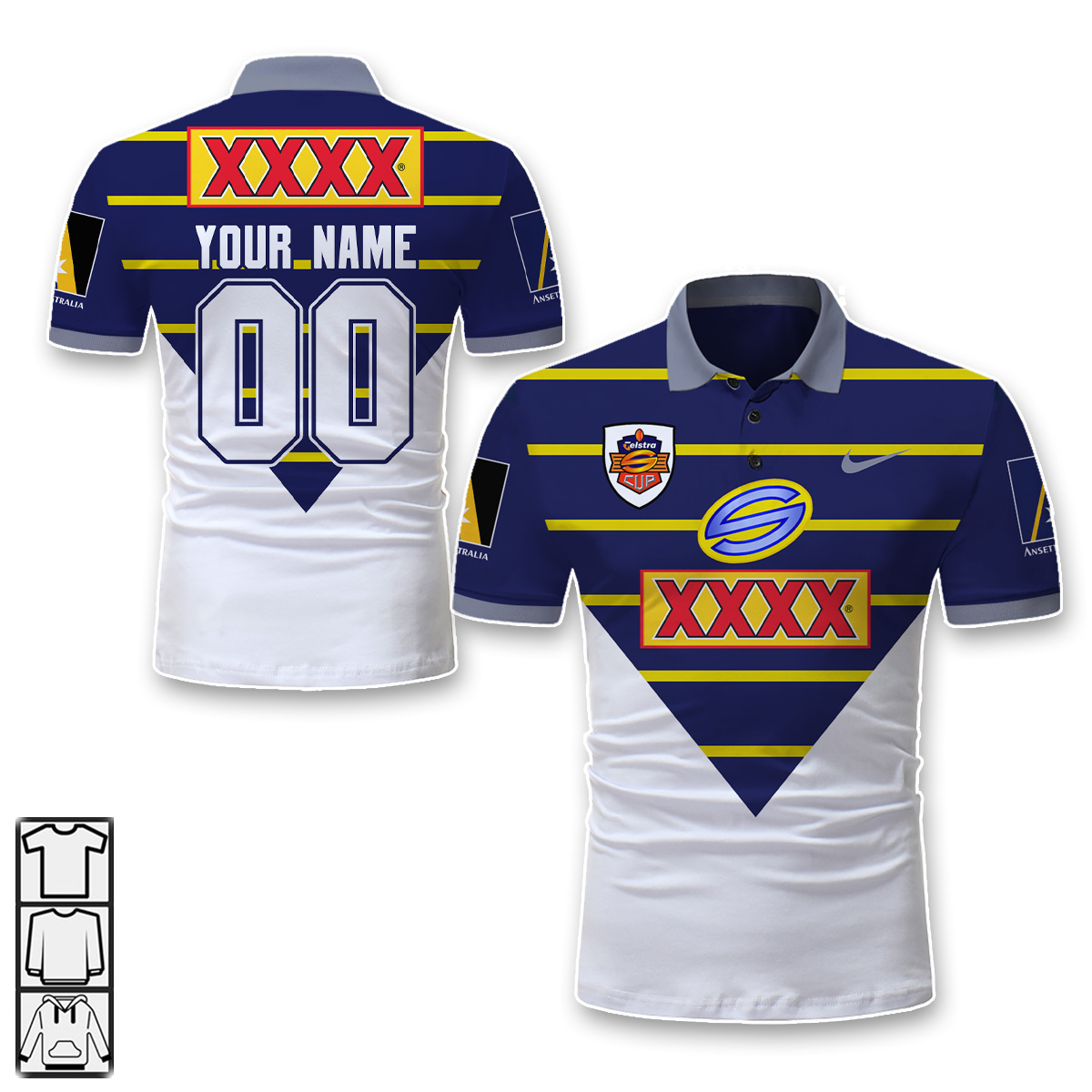 North Queensland Cowboys Custom Name Number 1997 Super League Vintage Retro Jersey Polo Shirt North Queensland Cowboys Custom Name Number 1997 Super League Vintage Retro Jersey Polo Shirt