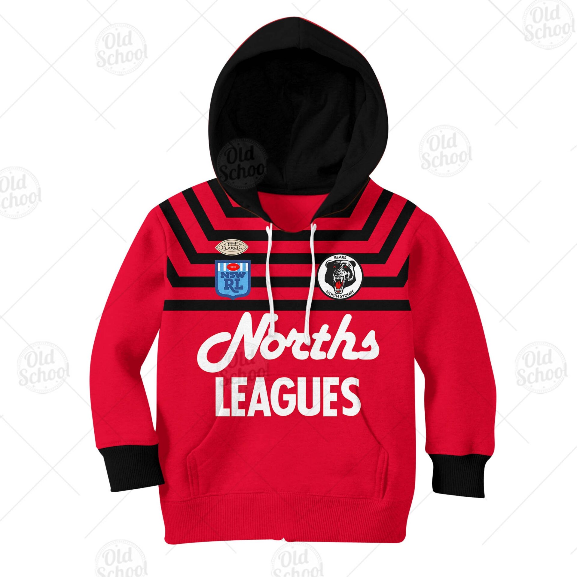 North Sydney Bears Custom Name Number 1991 Vintage Retro Jersey Kids Pullover Hoodie North Sydney Bears Custom Name Number 1991 Vintage Retro Jersey Kids Pullover Hoodie