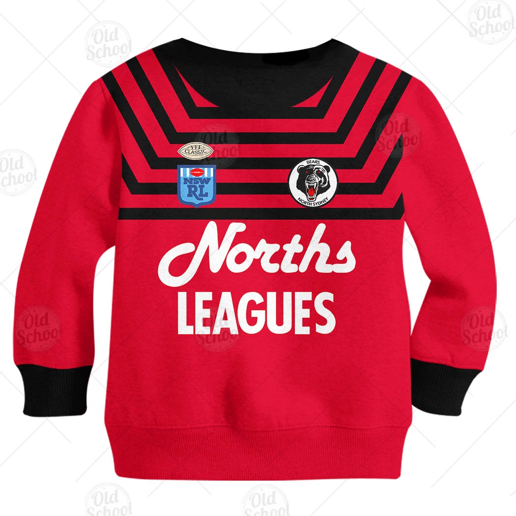 North Sydney Bears Custom Name Number 1991 Vintage Retro Jersey Kids Sweatshirt North Sydney Bears Custom Name Number 1991 Vintage Retro Jersey Kids Sweatshirt