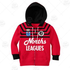 North Sydney Bears Custom Name Number 1991 Vintage Retro Jersey Kids Zip Up Hoodie