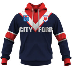 Sydney Roosters Custom Name Number 1980s Home Jersey Pullover Hoodie