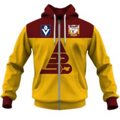Brisbane Bears Custom Name Number 60s Vintage Retro Guernsey Zip Up Hoodie