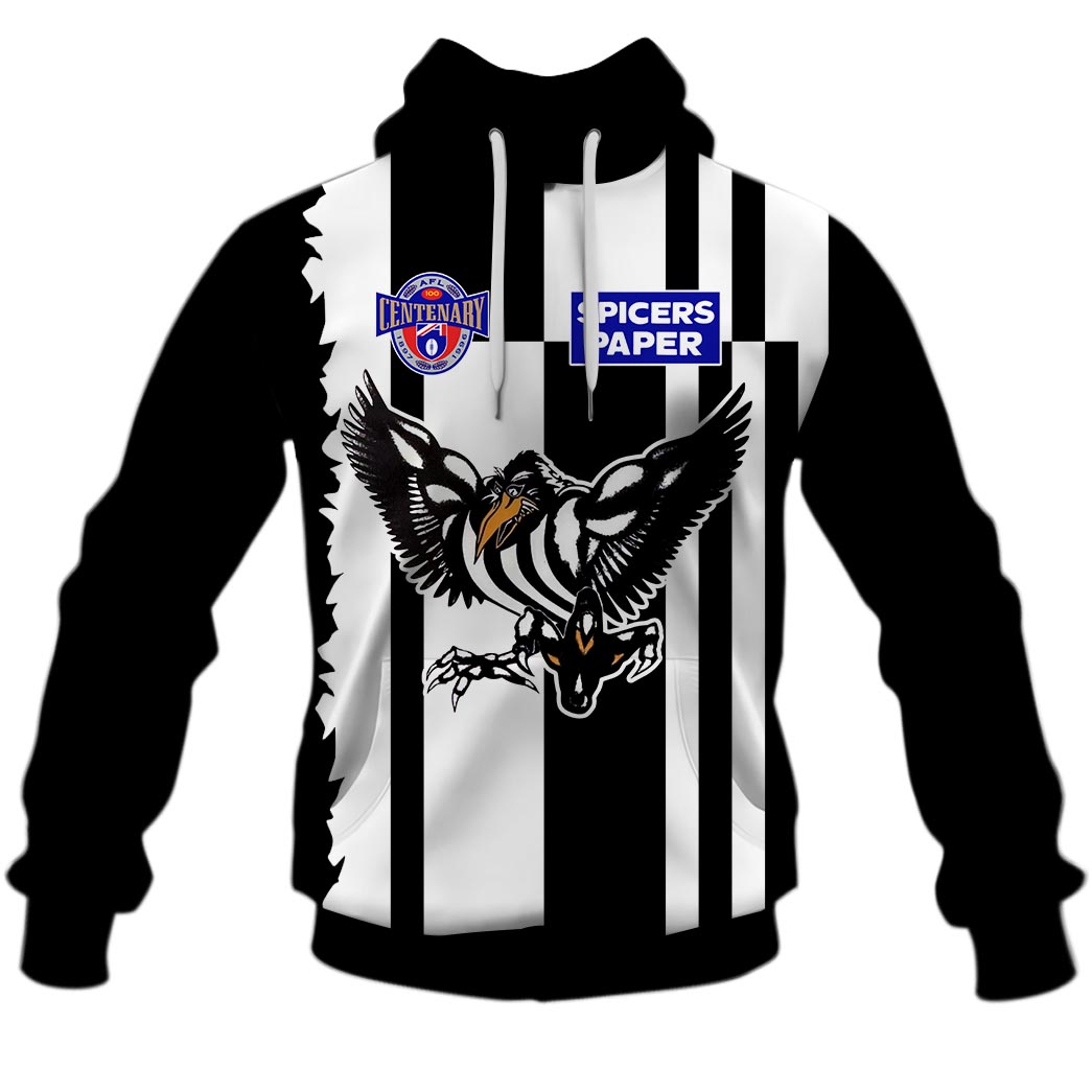 Collingwood Magpies Custom Name Number Vintage Centenary 1996 Guernsey Pullover Hoodie Collingwood Magpies Custom Name Number Vintage Centenary 1996 Guernsey Pullover Hoodie