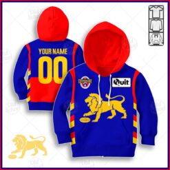 Fitzroy Lions Custom Name Number 1996 Pre-Season Vintage Guernsey Kids Pullover Hoodie
