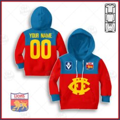 Fitzroy Lions Custom Name Number Throwback 1980 Vintage Home Guernsey Kids Pullover Hoodie