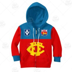Fitzroy Lions Custom Name Number Throwback 1980 Vintage Home Guernsey Kids Zip Up Hoodie