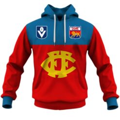 Fitzroy Lions Custom Name Number Throwback 1980 Vintage Home Guernsey Pullover Hoodie
