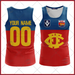 Fitzroy Lions Custom Name Number Throwback 1980 Vintage Home Guernsey Tank Top