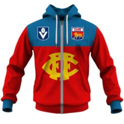Fitzroy Lions Custom Name Number Throwback 1980 Vintage Home Guernsey Zip Up Hoodie