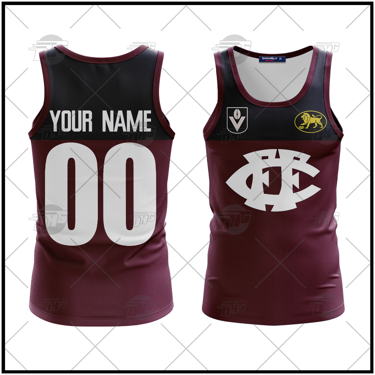 Fitzroy Lions Custom Name Number Vintage 1969 Heritage Guernsey Tank Top Fitzroy Lions Custom Name Number Vintage 1969 Heritage Guernsey Tank Top