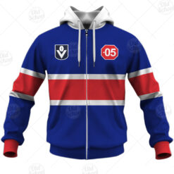 Footscray Bulldogs Custom Name Number Vintage Guernsey 1989 Heritage Zip Up Hoodie