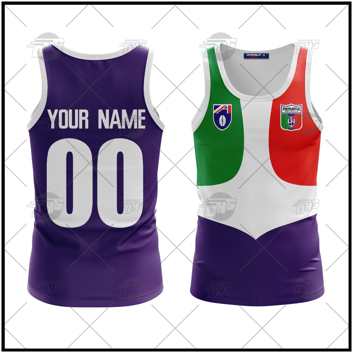 Fremantle Dockers Custom Name Number Vintage Retro 90s Guernsey Tank Top Fremantle Dockers Custom Name Number Vintage Retro 90s Guernsey Tank Top