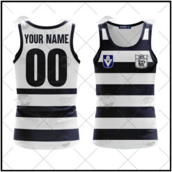 Geelong Cats Custom Name Number 90s Vintage Retro Guernsey Tank Top