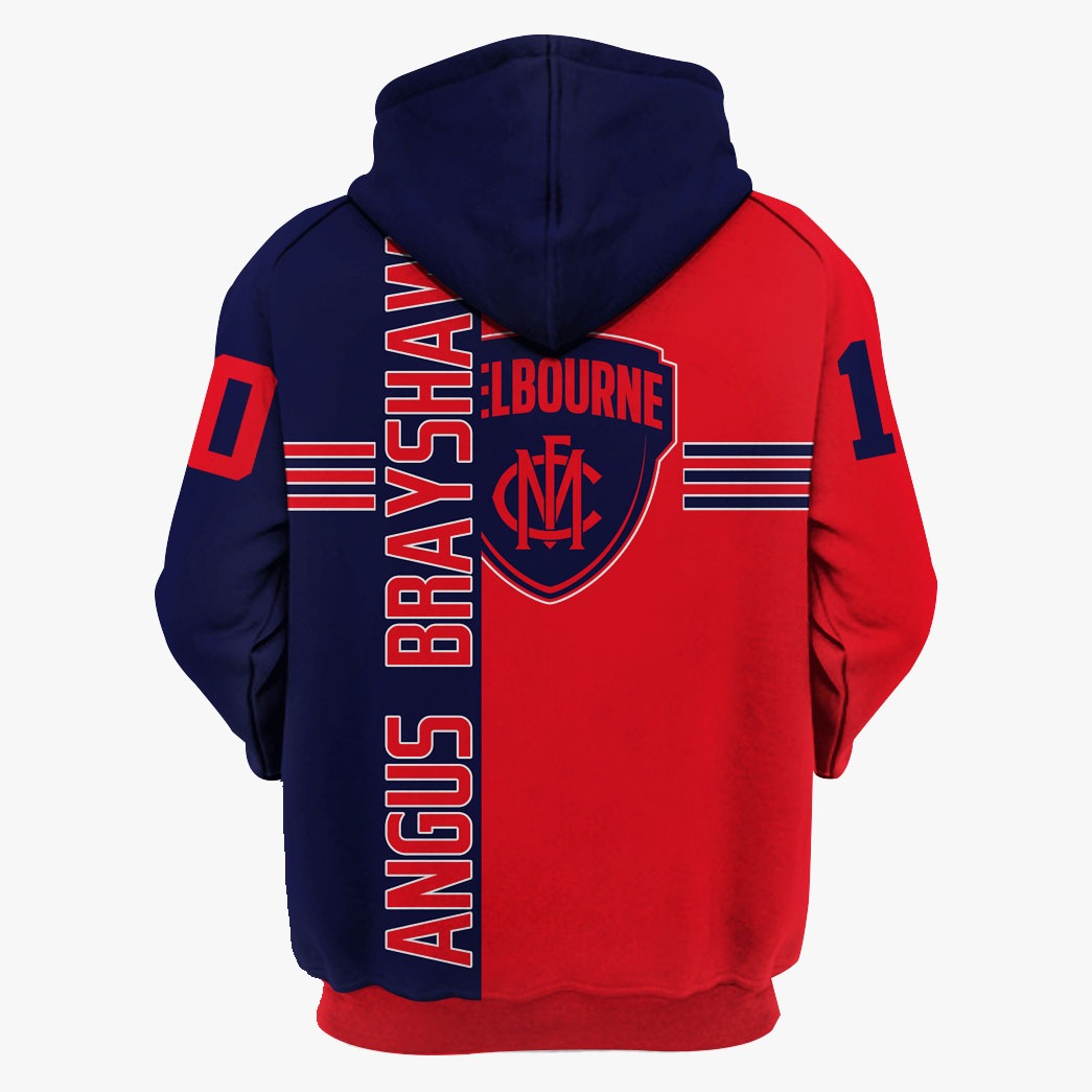 Melbourne Demons Custom Name Number Angus Brayshaw #10 Zip Up Hoodie Melbourne Demons Custom Name Number Angus Brayshaw #10 Zip Up Hoodie