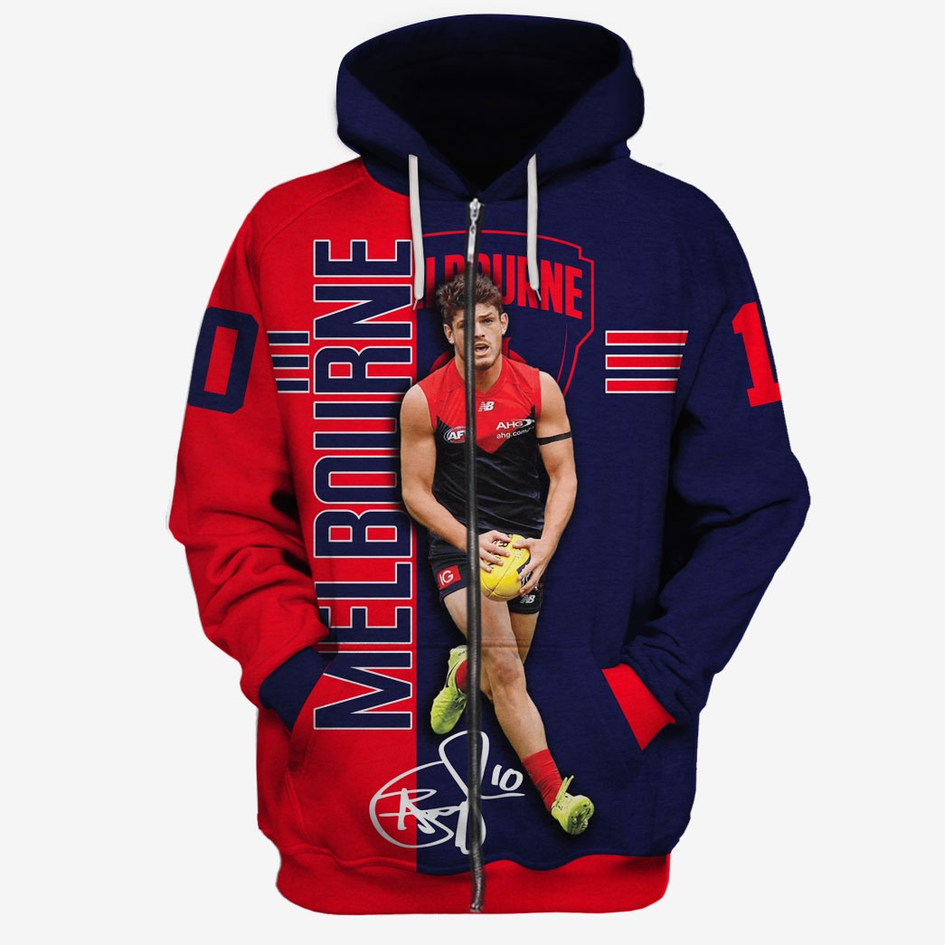 Melbourne Demons Custom Name Number Angus Brayshaw #10 Zip Up Hoodie Melbourne Demons Custom Name Number Angus Brayshaw #10 Zip Up Hoodie