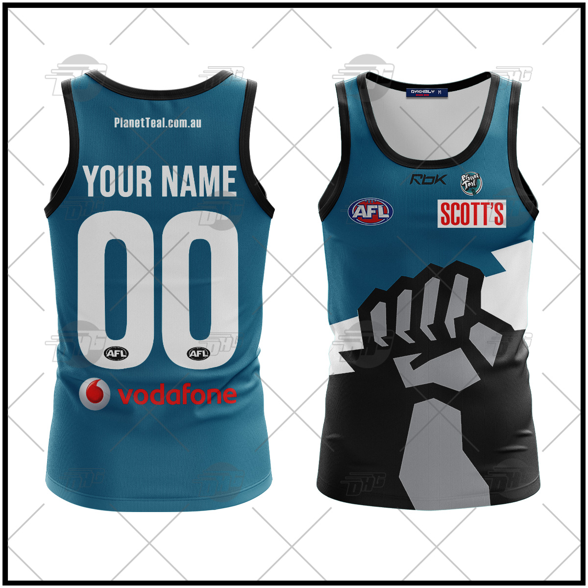 Port Adelaide Custom Name Number 2007 Vintage Retro Guernsey Tank Top Port Adelaide Custom Name Number 2007 Vintage Retro Guernsey Tank Top