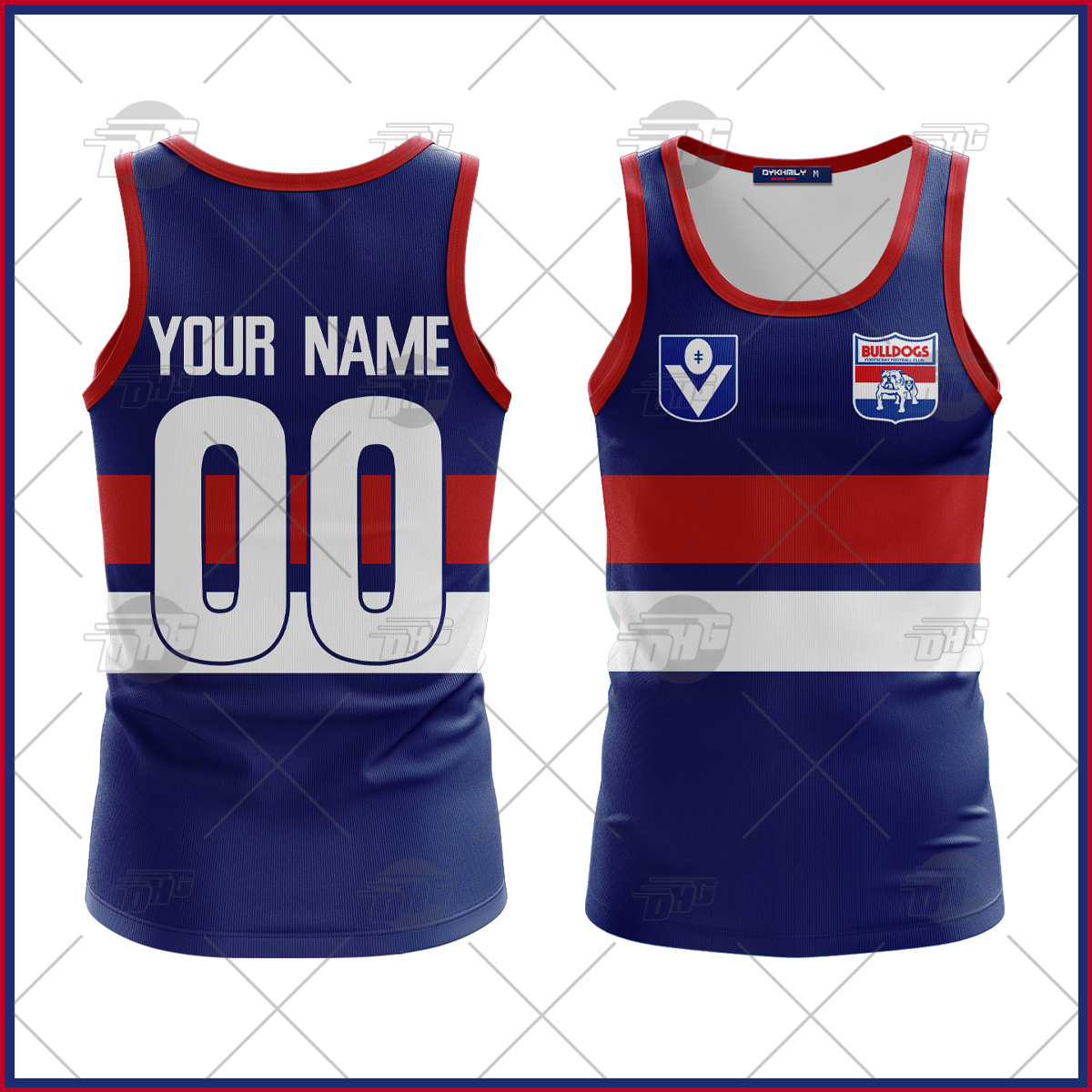 Western Bulldogs Custom Name Number Vintage Retro Guernsey Tank Top Western Bulldogs Custom Name Number Vintage Retro Guernsey Tank Top
