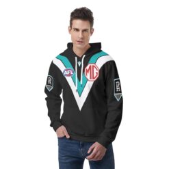 AFL Port Adelaide Custom Name Number 2026 Home Guernsey Pullover Hoodie